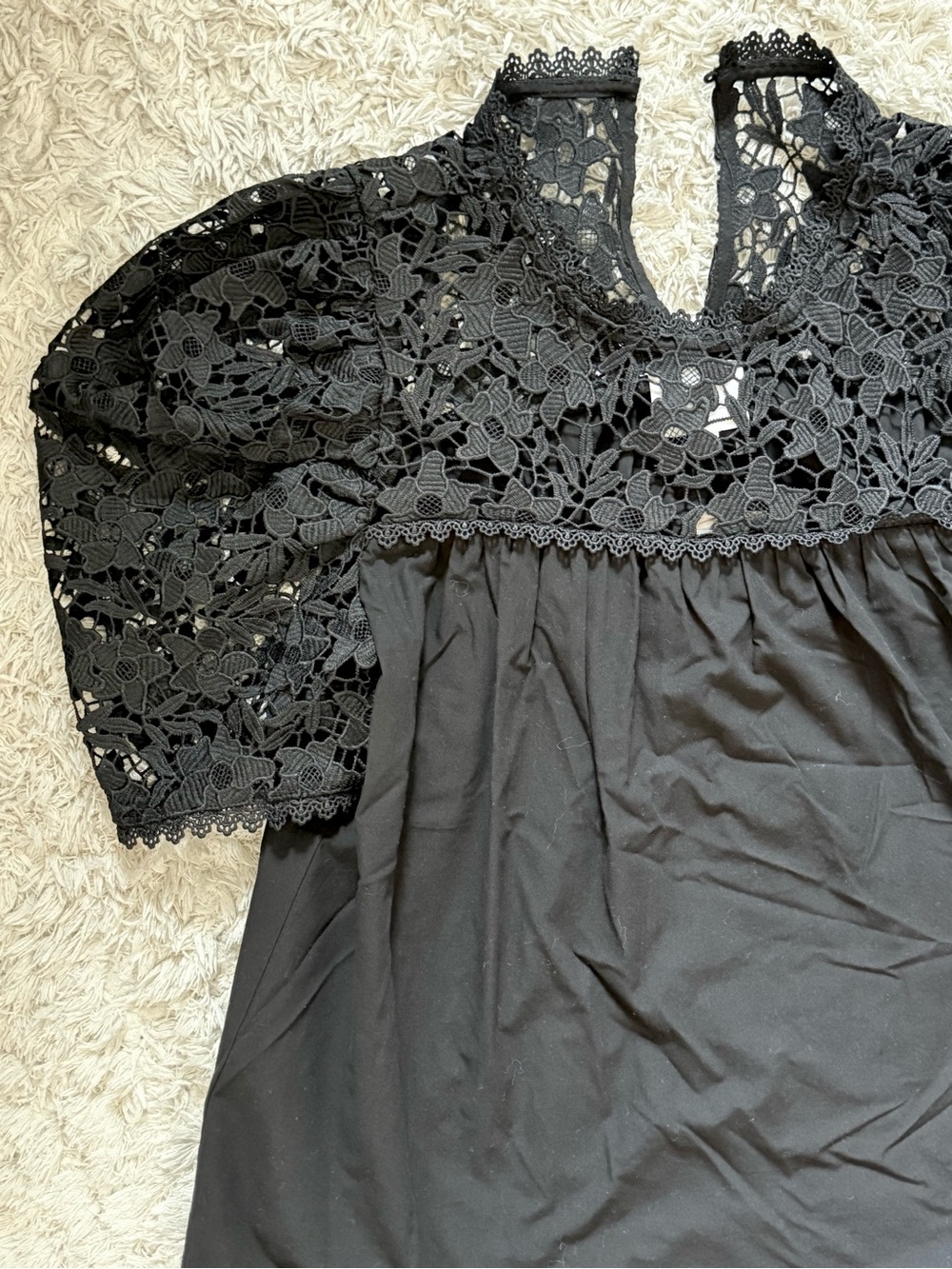 Sundays by We Are Sundays April Blouse Black Lace Puff Sleeve | NWT | size small